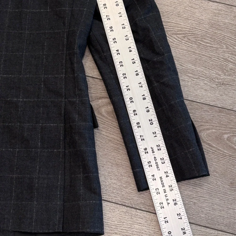 J.Crew Thompson Blazer Mens 36R Grey Windowpane Wool Blend Sport Coat AB947